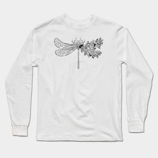 Flower dragonfly with contour rose Long Sleeve T-Shirt